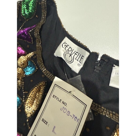 VTG Sequin Silk Dress Set Womens L Floral Blazer Cruise Holiday Formal Y2K NWT - Picture 5 of 16